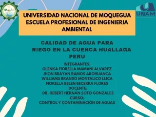 EVALUCACION DE CALIDAD E IMPACTOS AMBIENTAL DEL AGUA