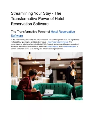 Streamlining Your Stay - The Transformative Power of Hotel Reservation Software