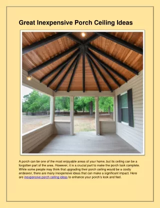 Great Inexpensive Porch Ceiling Ideas