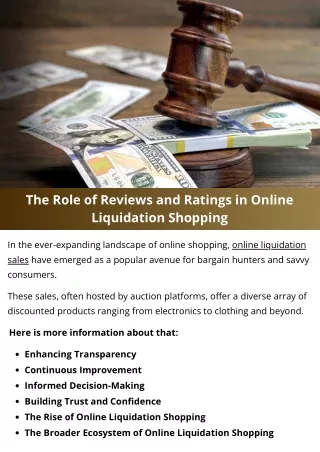 The Role of Reviews and Ratings in Online Liquidation Shopping