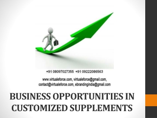 BUSINESS OPPORTUNITIES IN CUSTOMIZED SUPPLEMENTS