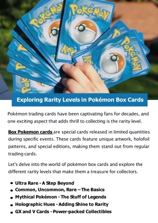 Exploring Rarity Levels in Pokémon Box Cards