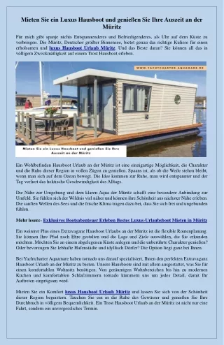 Ihr luxus Hausboot Urlaub Müritz Entspannung und Naturgenuss