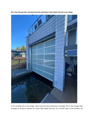 All In One Garage Door Elevating Security with Expert Gate Repair Services in San Diego