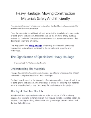 Heavy Haulage - Moving Construction Materials Safely And Efficiently
