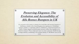 Preserving Elegance The Evolution and Accessibility of Alfa Romeo Bumpers in UK