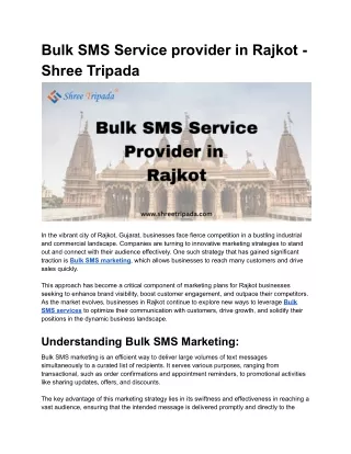 Bulk SMS Service provider in Rajkot - Shree Tripada