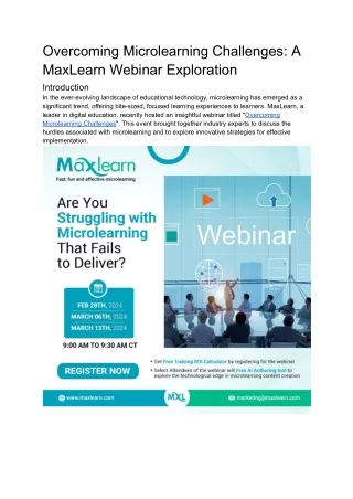 Overcoming Microlearning Challenges_ A MaxLearn Webinar Exploration