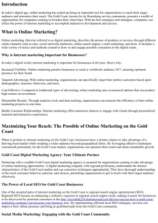 Maximizing Your Reach: The Potential of Internet Marketing on the Gold Coast