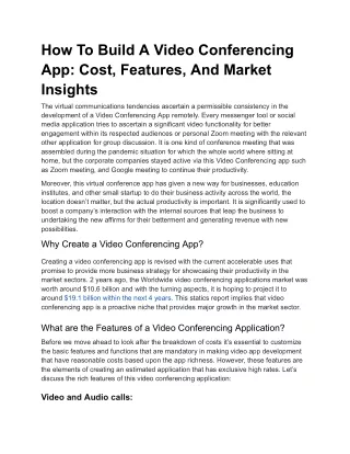 How To Build A Video Conferencing App_ Cost, Features, And Market Insights