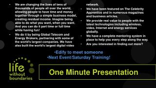 One Minute Presentation
