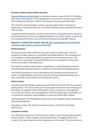 Excavator Guidance System Market Overview