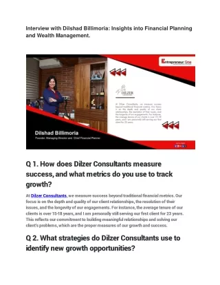 Interview with Dilshad Billimoria_ Insights into Financial Planning and Wealth Management.