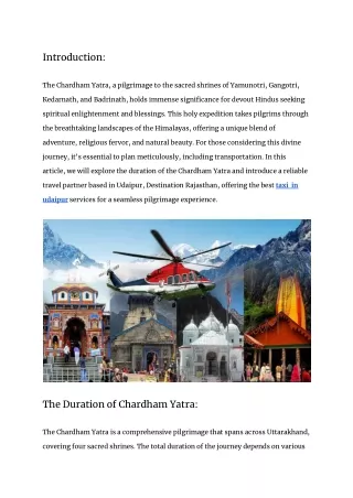 How many days required for Chardham Yatra_