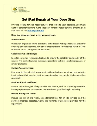 Get iPad Repair at Your Door Step