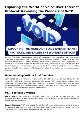 Exploring the World of Voice Over Internet Protocol: Revealing the Wonders of Vo
