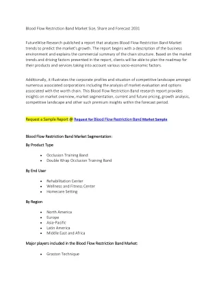 Blood Flow Restriction Band Market Size, Share and Forecast 2031