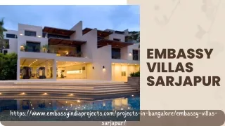 Embassy Villas Sarjapur | Luxury Villas In Bangalore