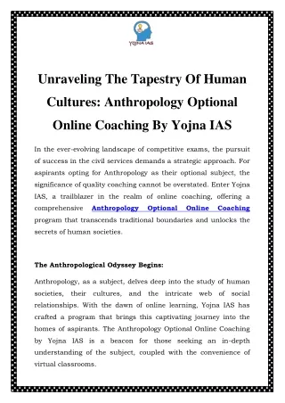 Anthropology Optional Online Coaching Call-8595390705