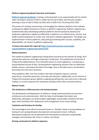 Platform Engineering Market Overview and Analysis