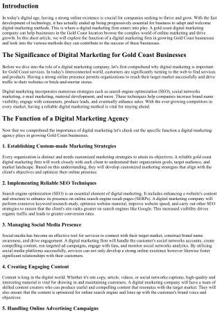 The Role of a Digital Marketing Firm in Growing Gold Coast Businesses