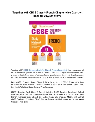 Most recommended CBSE Question Bank for Class 9 French 2024 by Rachna Sagar