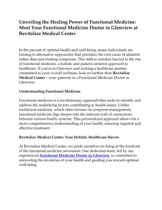 Functional Medicine Doctor in Glenview