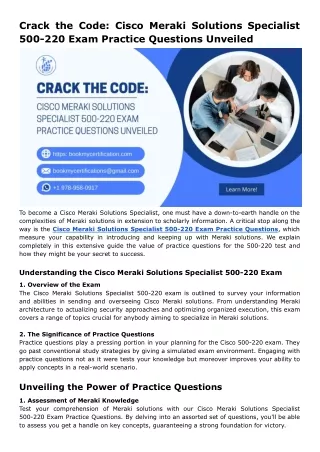 Crack the Code: Cisco Meraki Solutions Specialist 500-220 Exam Practice Question