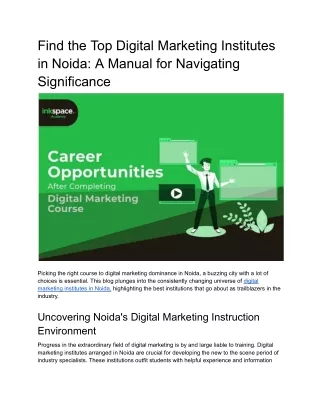 Find the Top Digital Marketing Institutes in Noida A Manual for Navigating Significance