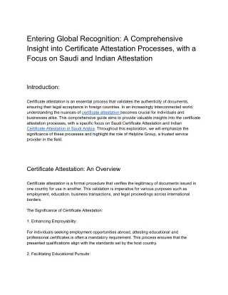 Entering Global Recognition_ A Comprehensive Insight into Certificate Attestation Processes, with a Focus on Saudi and I