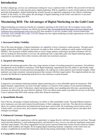 Maximizing ROI: The Advantages of Digital Marketing on the Gold Coast