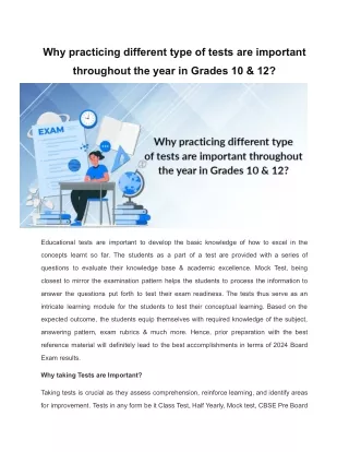 Why practicing different type of tests are important throughout the year