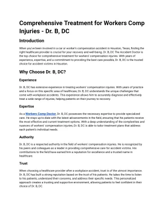 Comprehensive Treatment for Workers Comp Injuries - Dr