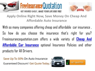 Save Money On Cheap And Affordable Auto Insurance