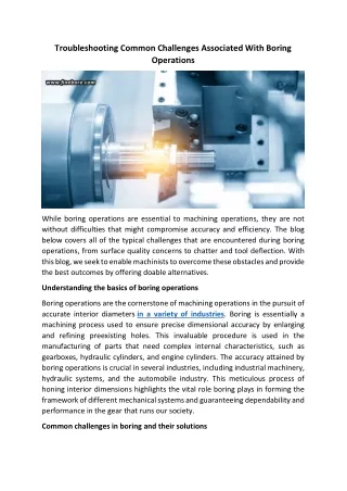 Troubleshooting Common Challenges Associated With Boring Operations