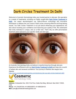 Dark Circles Treatment In Delhi