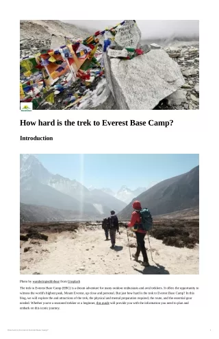 How hard is the trek to Everest Base Camp