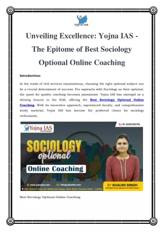 Best Sociology Optional Online Coaching Call-8595390705