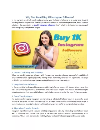 Why You Should Buy 1K Instagram Followers