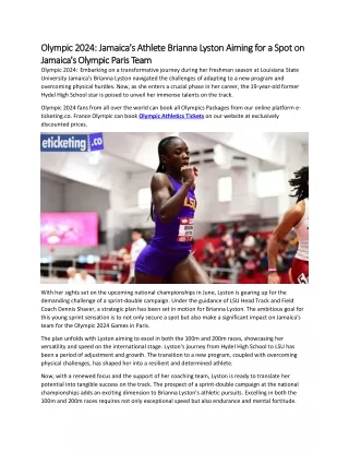 Olympic 2024 Jamaica's Athlete Brianna Lyston Aiming for a Spot on Jamaica's Olympic Paris Team
