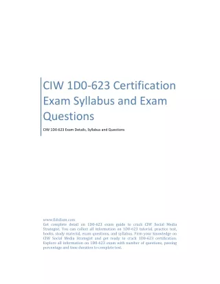 CIW 1D0-623 Certification Exam Syllabus and Exam Questions