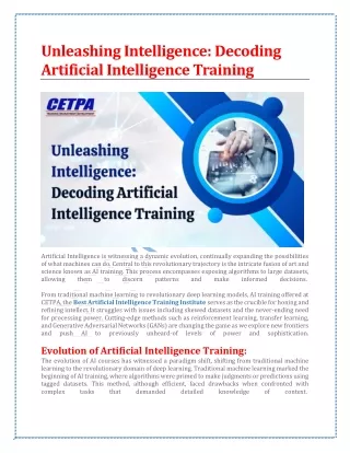 Unleashing Intelligence  Decoding Artificial Intelligence Training