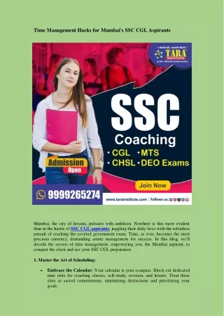 Time Management Hacks for Mumbai's SSC CGL Aspirants