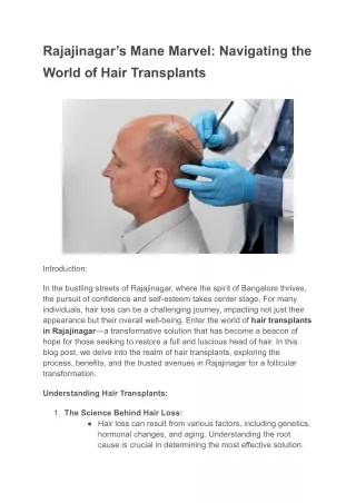 Rajajinagar’s Mane Marvel_ Navigating the World of Hair Transplants