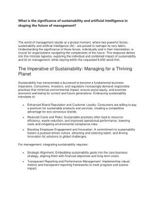 What is the significance of sustainability and artificial intelligence in shaping the future of management