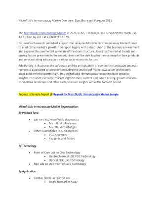 Microfluidic Immunoassay Market Overview, Size, Share and Forecast 2031