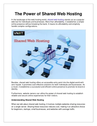 The Power of Shared Web Hosting