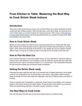 From Kitchen to Table_ Mastering the Best Way to Cook Sirloin Steak Indoors - Google Docs