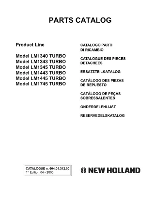 New Holland LM1343 Turbo Telescopic Handler Parts Catalogue Manual