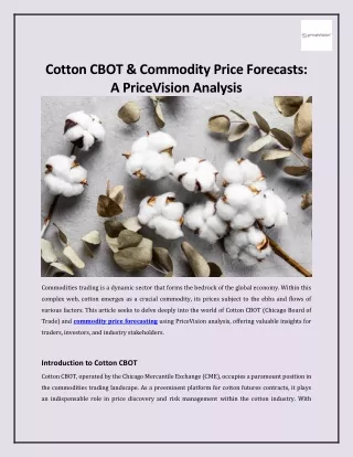 Cotton CBOT & Commodity Price Forecasts_A PriceVision Analysis